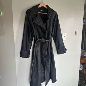 Zara Elegant Black Trench Coat